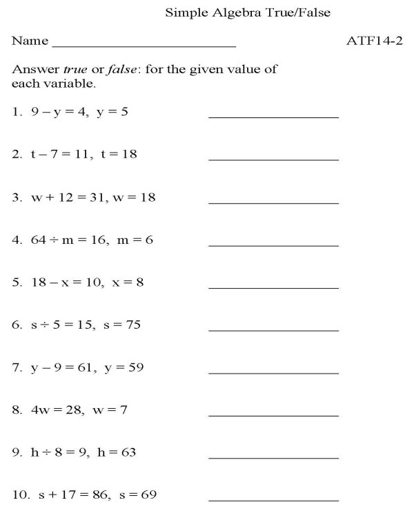 College Algebra Worksheets Printable Image