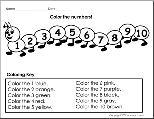 Color by Number Math Worksheets Pre-K Image