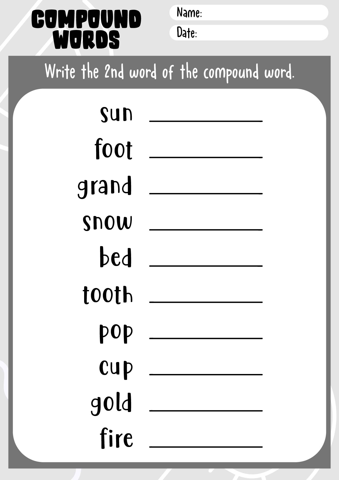 12 2nd Grade Compound Words Worksheets Worksheeto