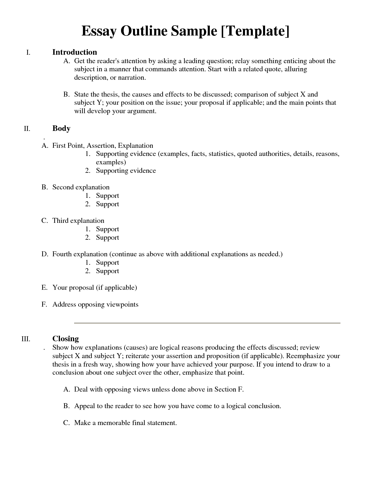 Example Essay Outline Template Image