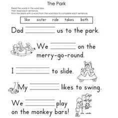 Fill in the Blank Worksheets Kindergarten Image