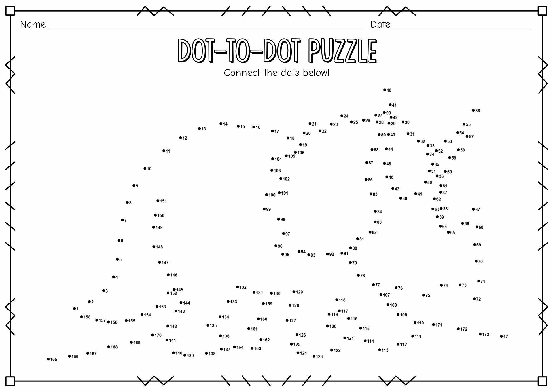 Free Printable Extreme Dot to Dot Puzzles