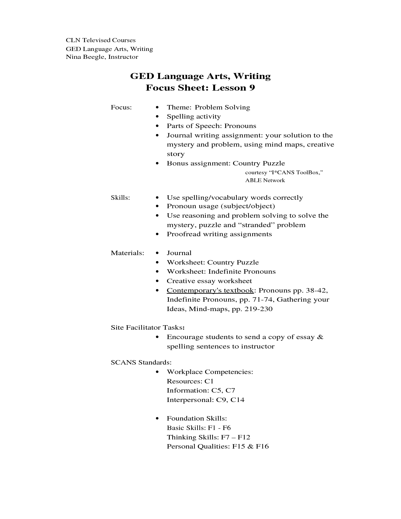 18 GED English Worksheets /