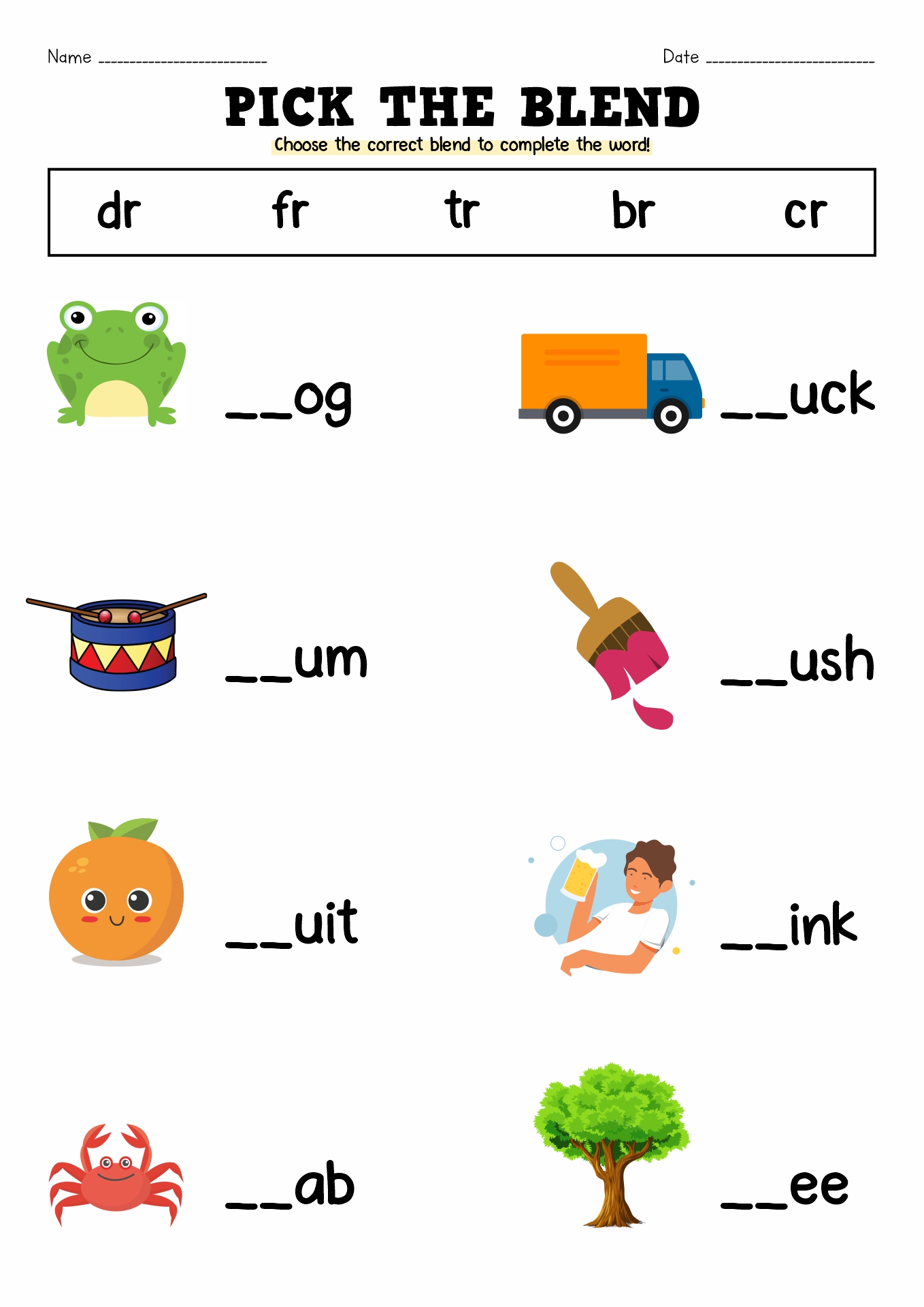 Kindergarten Blending Worksheets Image