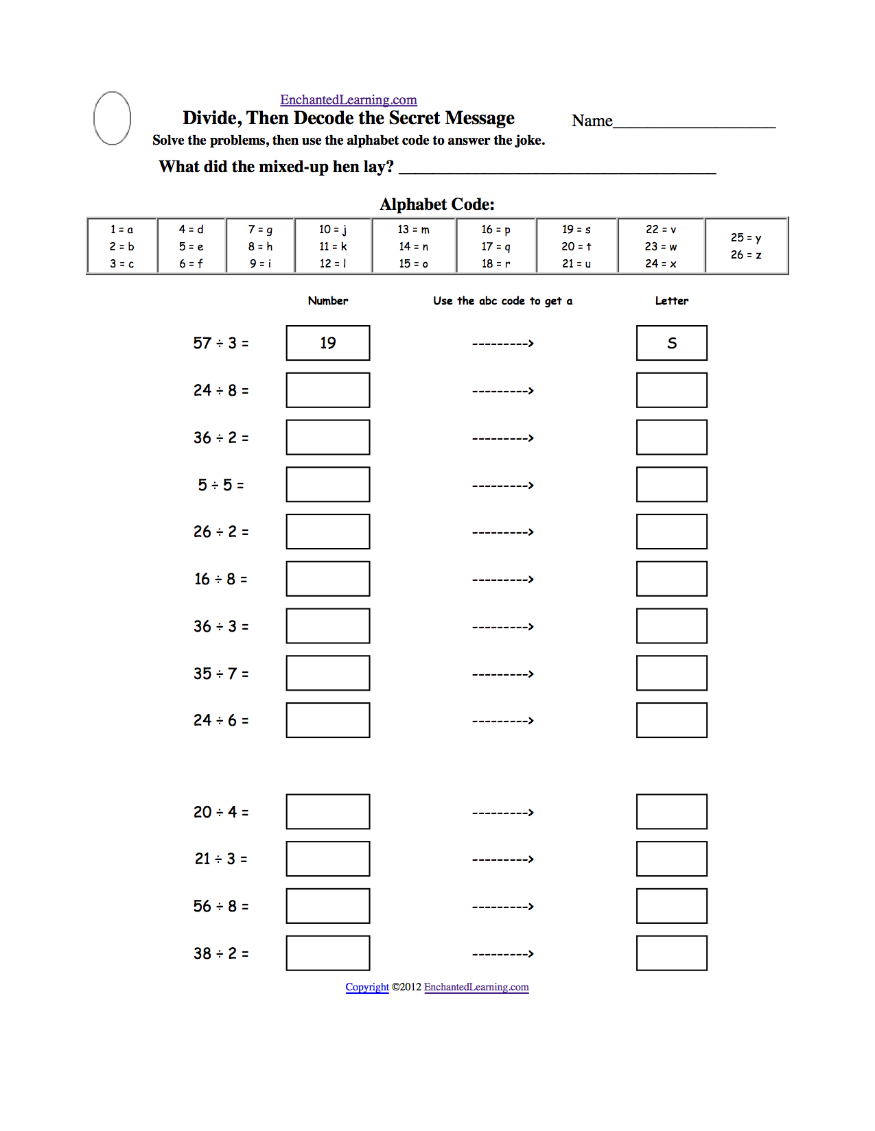 Math Worksheet Answers Image