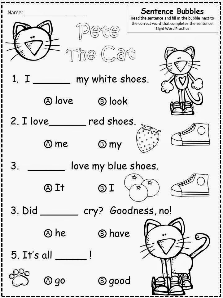 Multiple Cat Reading Worksheet Kindergarten Image