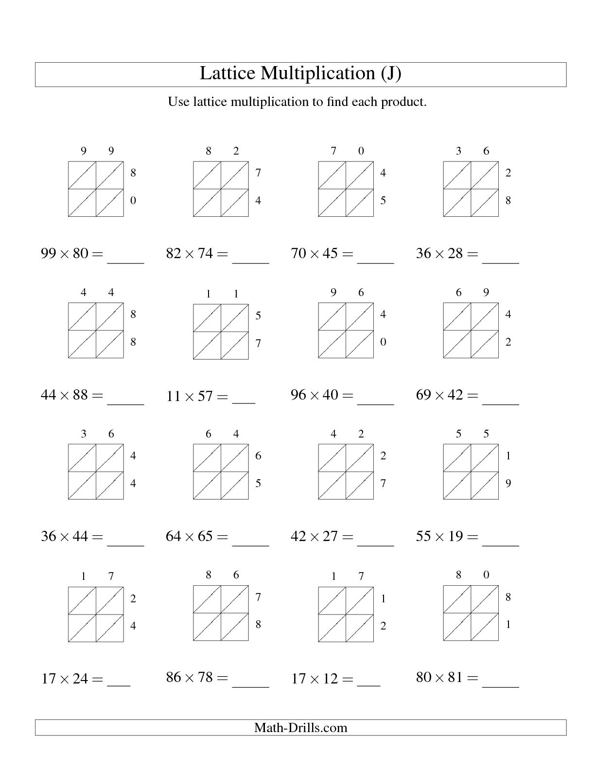 Multiplication by Two Digits Worksheets Image
