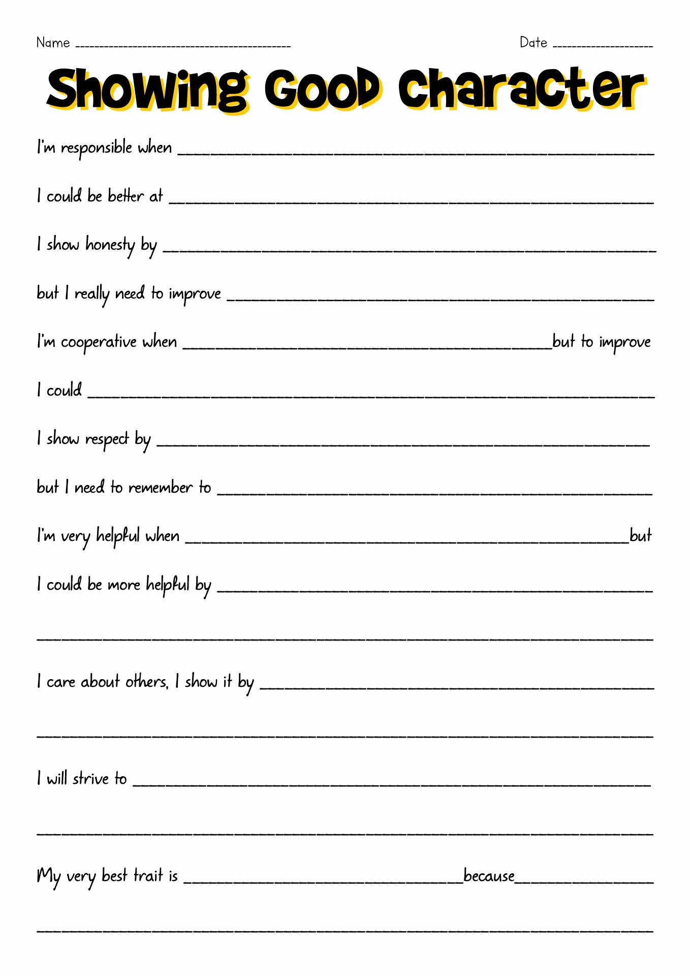 My Qualities Social Skills Worksheets Image