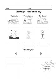 Parts of the Day Greetings Worksheets Image
