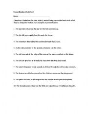 Personification Worksheets Image