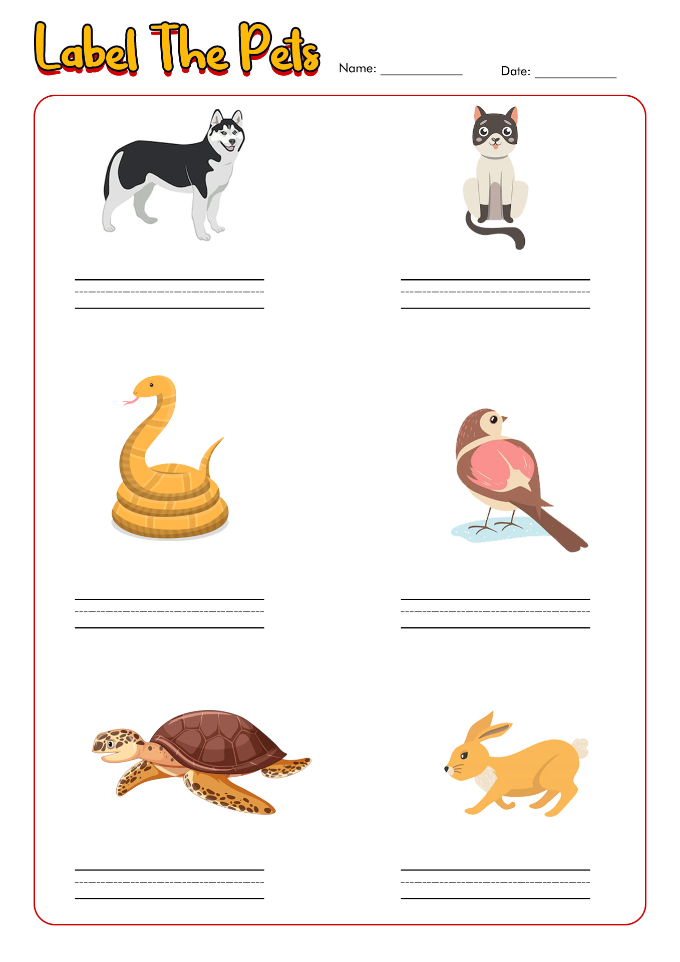 Pets Preschool Theme Worksheets