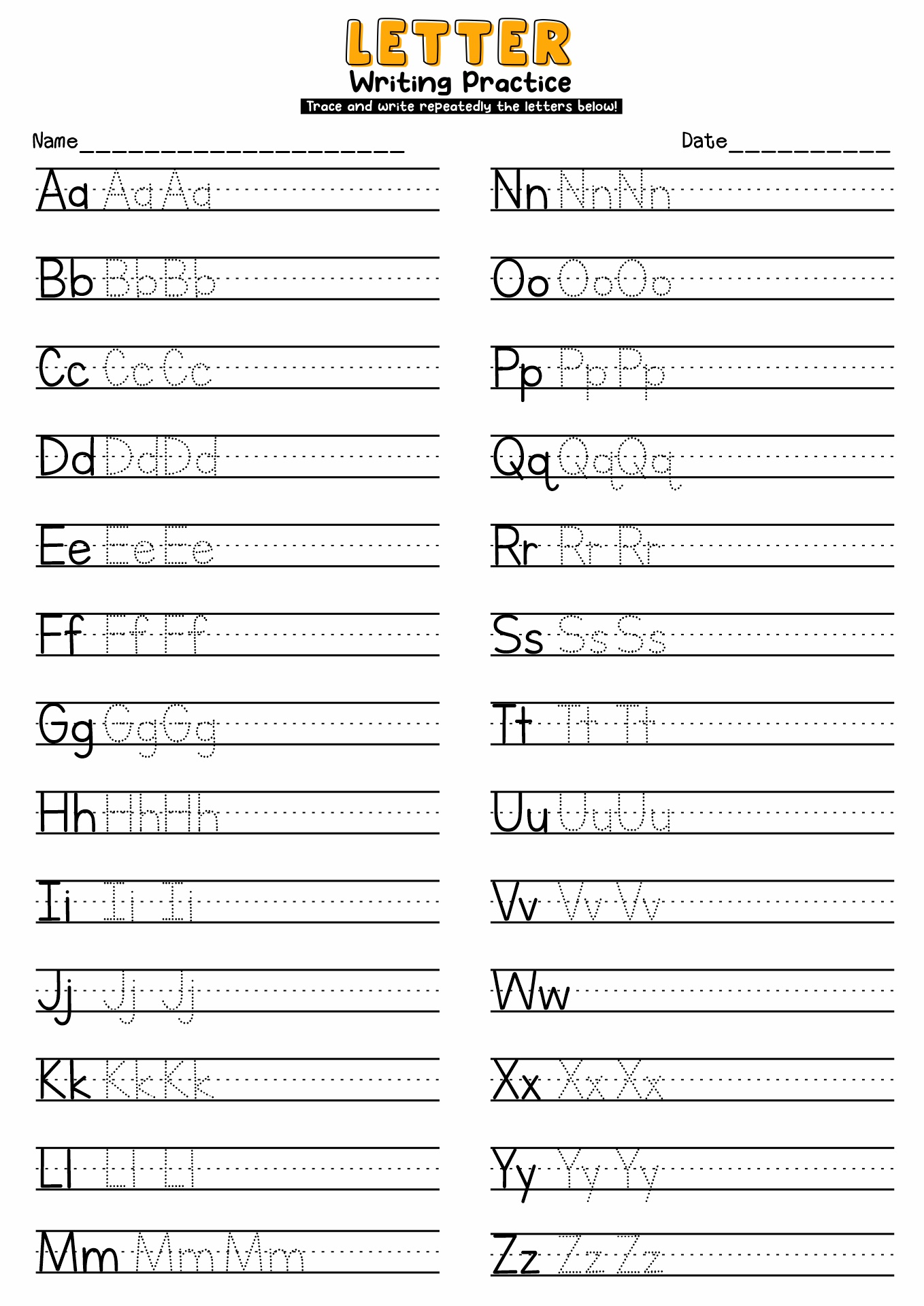 Practice Writing Letters Worksheets Image