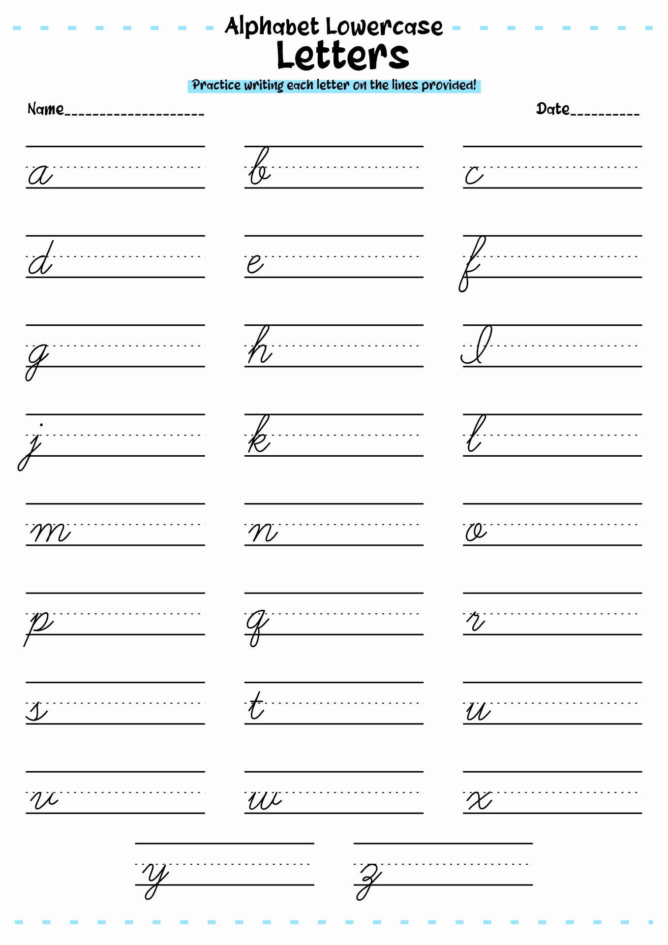 Practice Writing Lowercase Letters Image