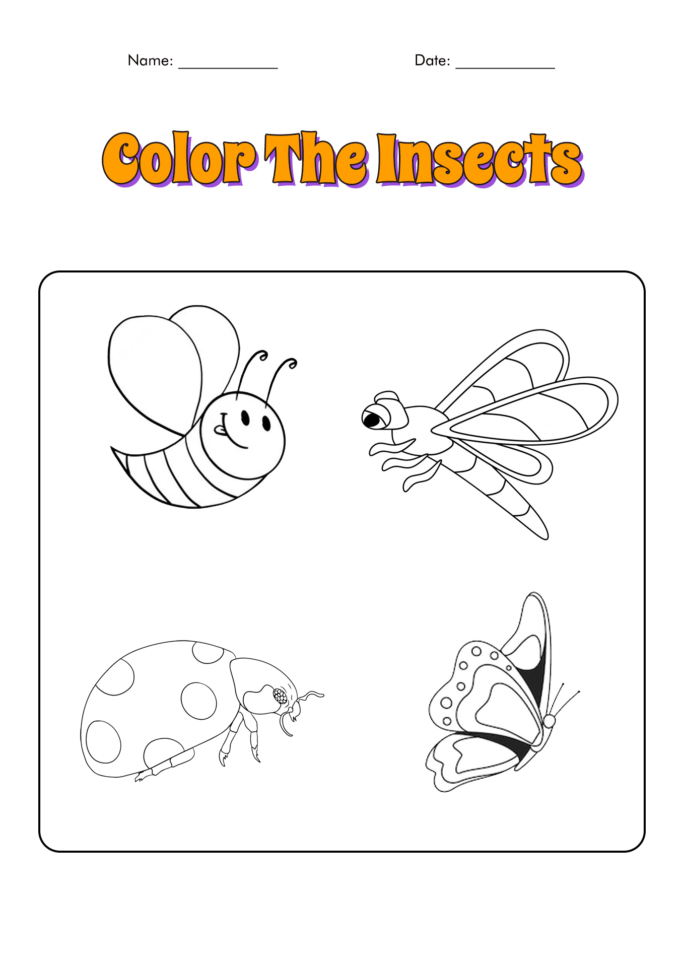 Preschool Bug Coloring Pages