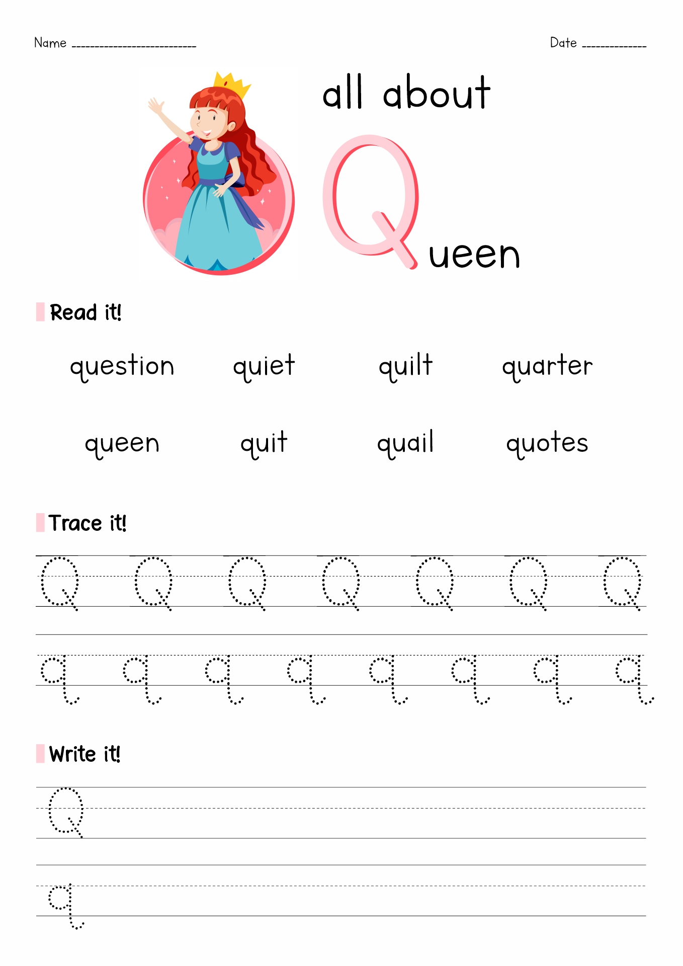 Preschool Letter Q Worksheets Image