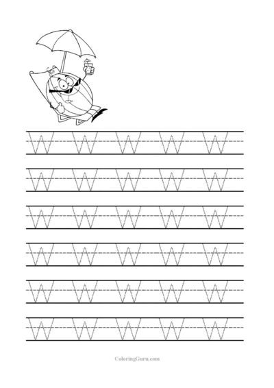 Printable Letter W Tracing Worksheets Preschool Image