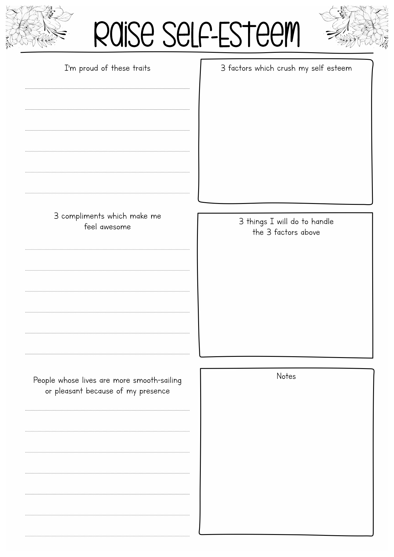 Self-Esteem Worksheets Printable Free Image