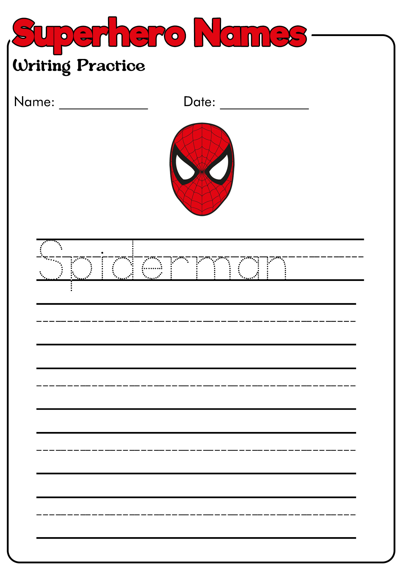 Super Heroes Letters Worksheet Image