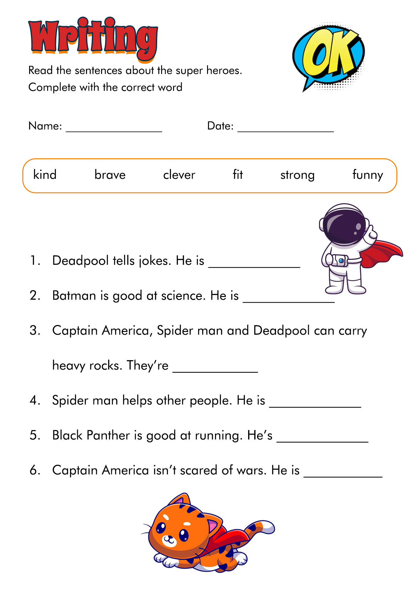Superhero Worksheets Image