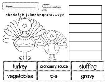Thanksgiving Cut and Paste ABC Order Image