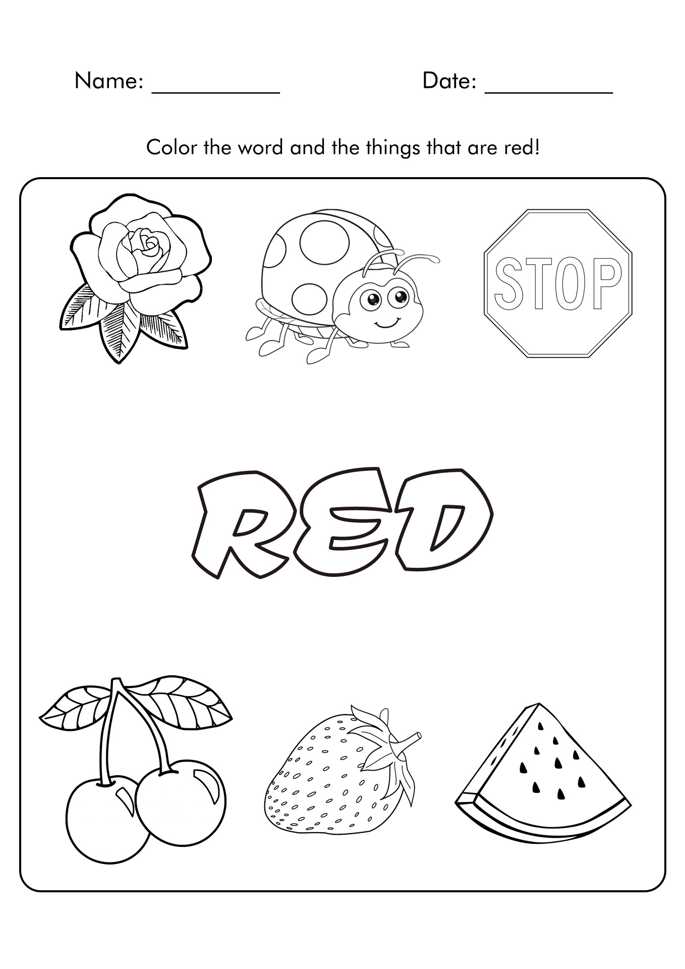 Things That Are Red Coloring Pages