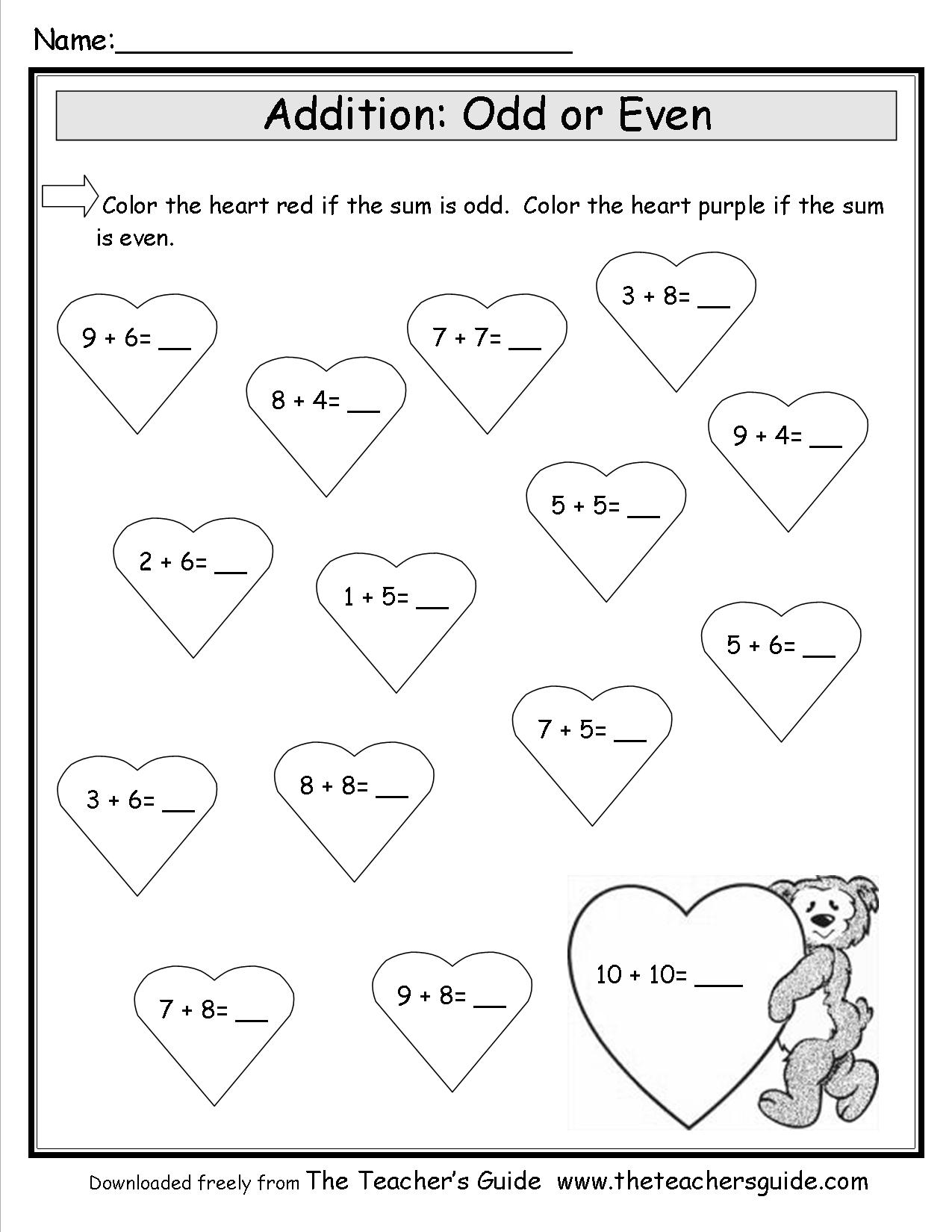 Valentines Day Color by Number Worksheets Image