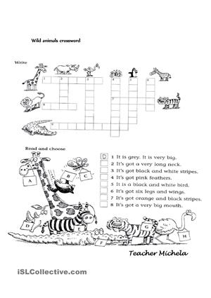 Wild Animal Crossword Puzzles Image
