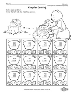 3-Digit Subtraction without Regrouping Worksheets Image