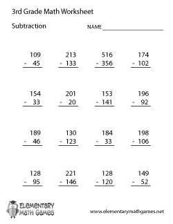 3rd Grade Math Subtraction Worksheets Image