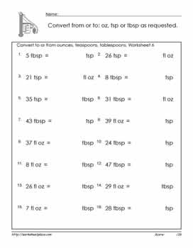 Customary Units of Measurement Conversions Worksheet Image