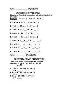 Distributive Property Worksheets 3rd Grade Image