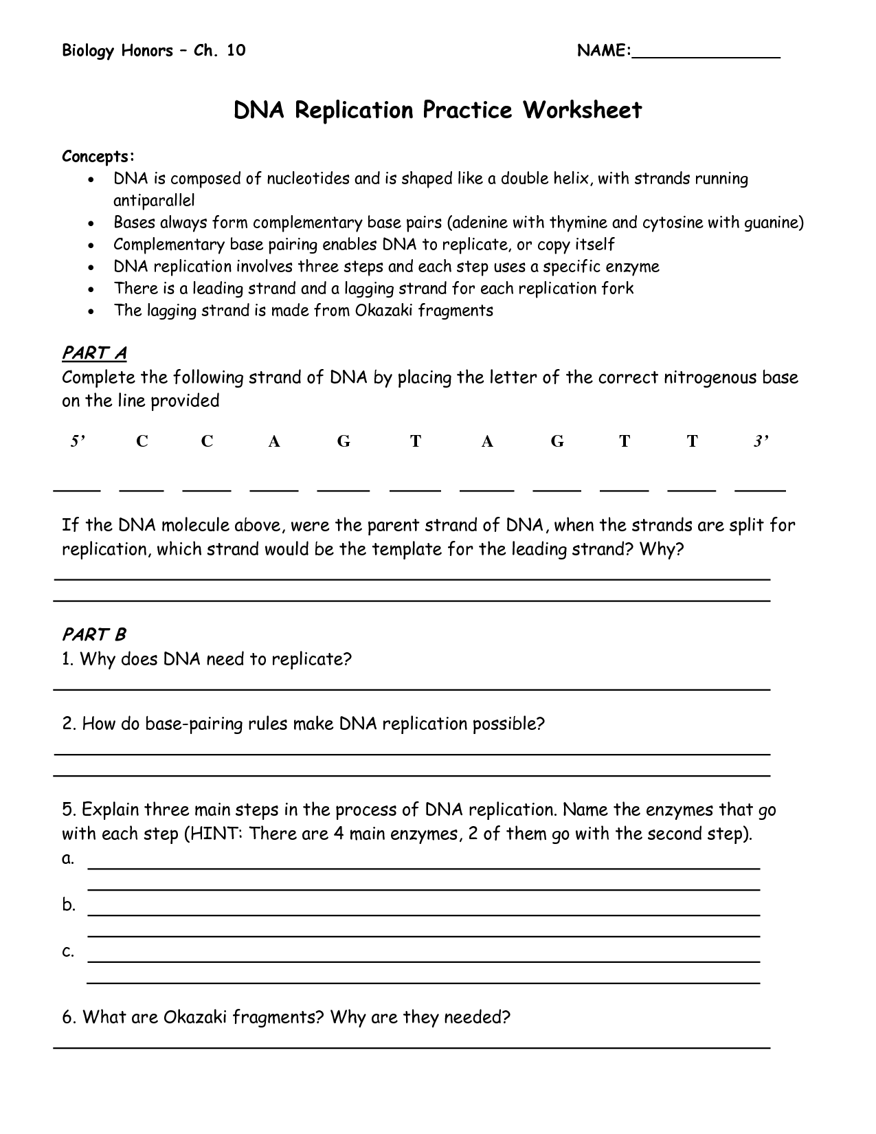 History Of Dna Worksheet