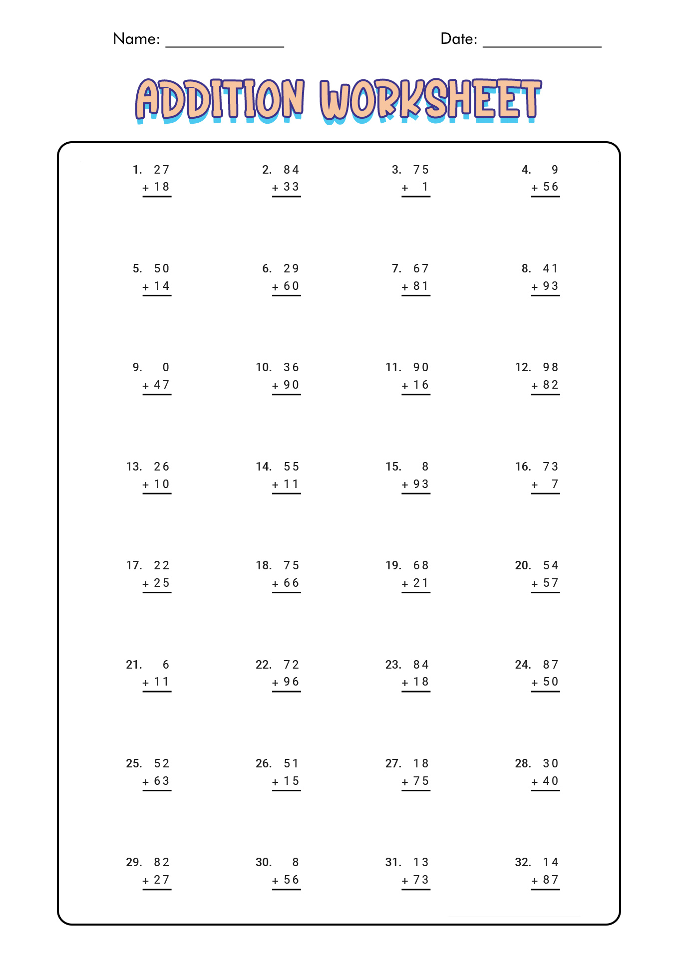 First Grade Math Addition Worksheets Image