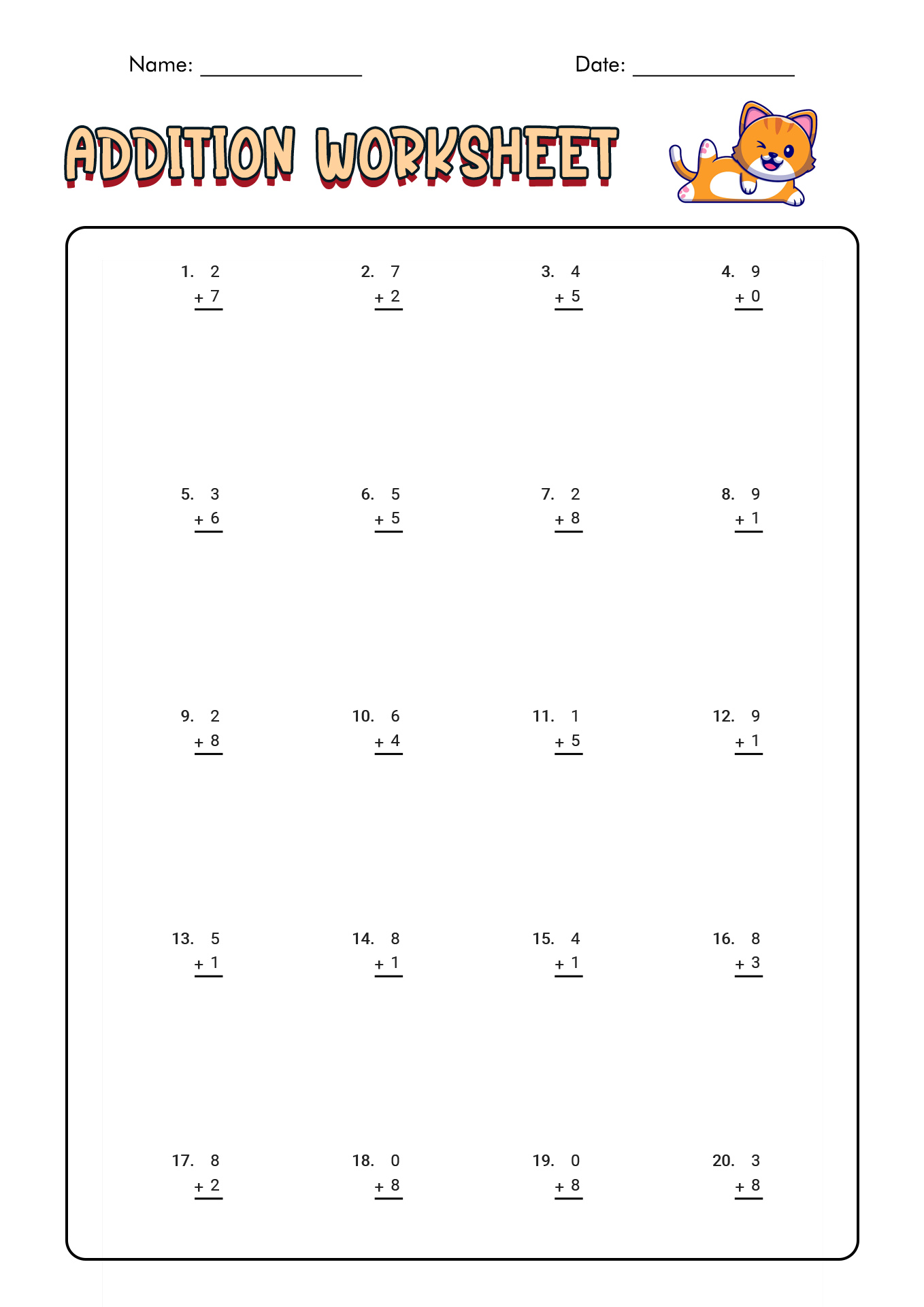 First Grade Math Addition Worksheets