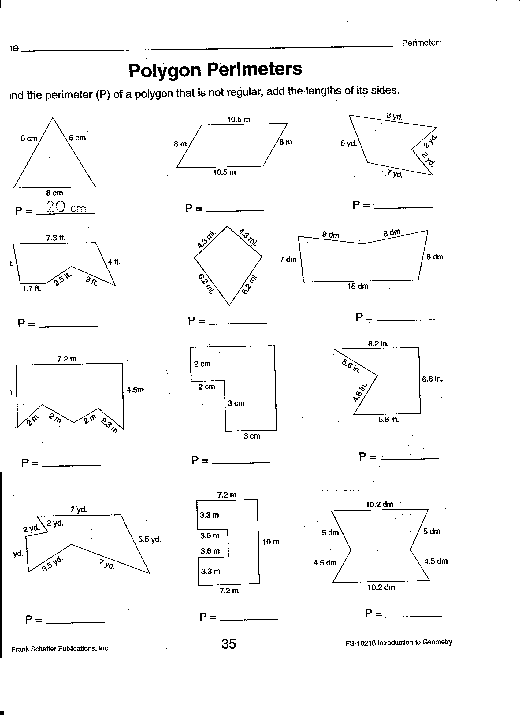 Formula Area and Perimeter Worksheets Image