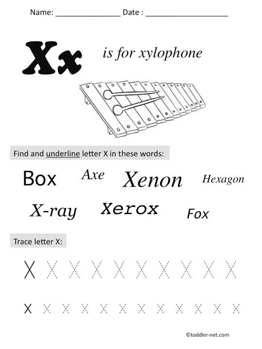 Free Preschool Letter X Worksheets