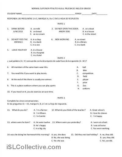 Free Printable 8th Grade English Worksheets Image