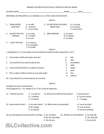 Free Printable 8th Grade English Worksheets