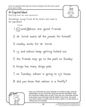Free Printable First Grade Grammar Worksheets Image