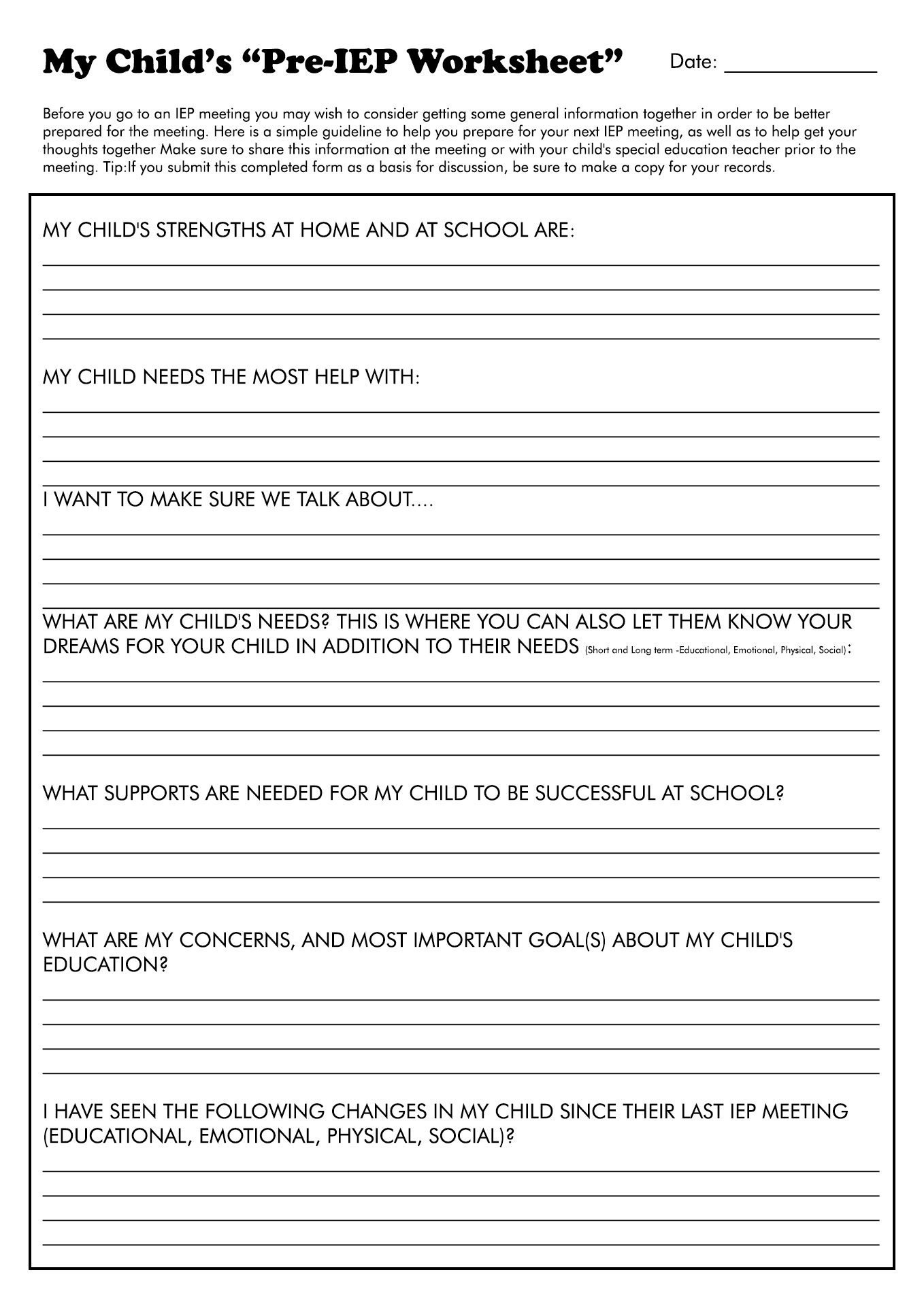 High School IEP Transition Worksheets