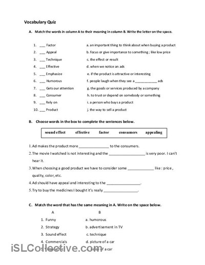 High School Vocabulary Worksheets Image