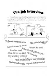 Job Interview Questions Worksheet Image