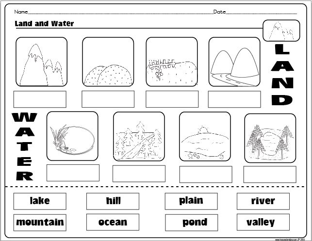 Land and Water Worksheet Image