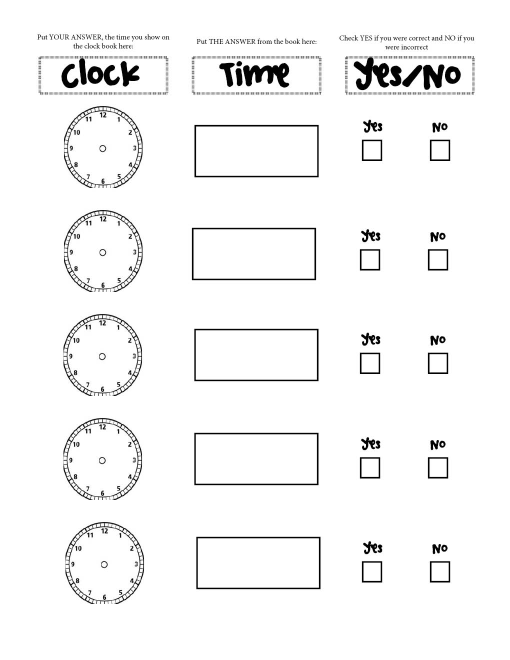 Learning to Tell Time Worksheets Image