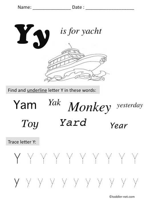 Letter Y Worksheets Kindergarten
