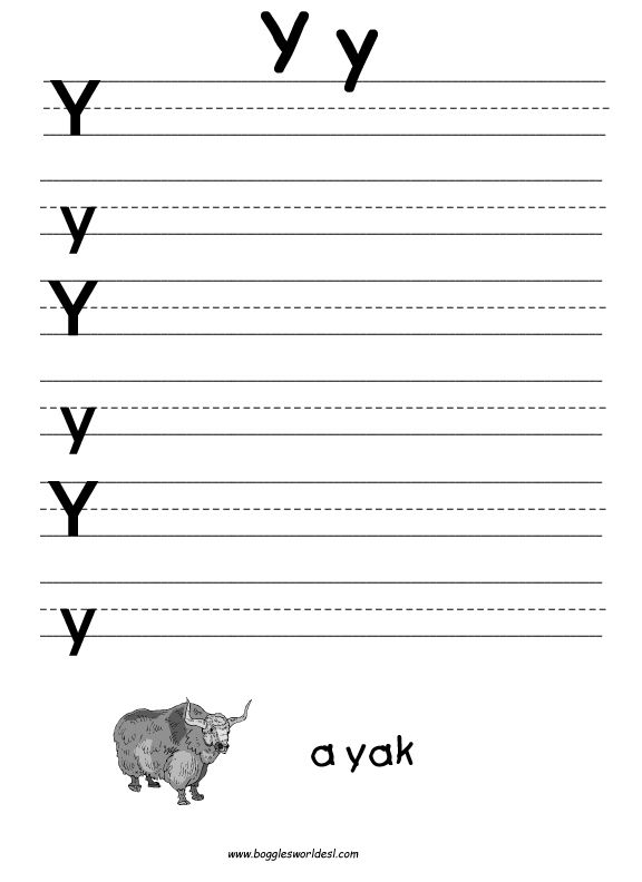 Letter Y Writing Worksheet