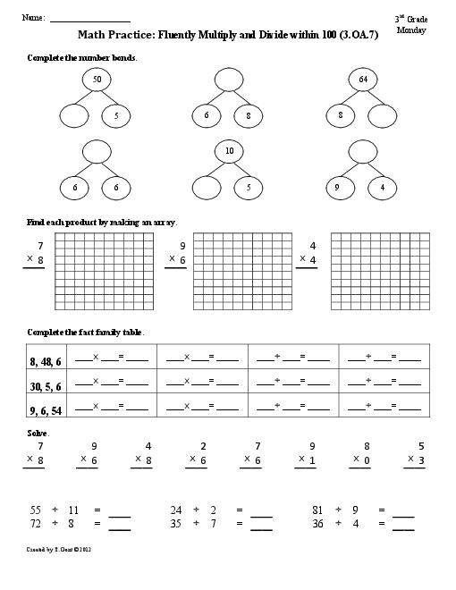 Math Multiplication Worksheets 3rd Grade 3 Image