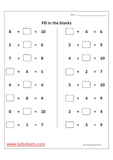 Missing Number Addition Worksheets Image