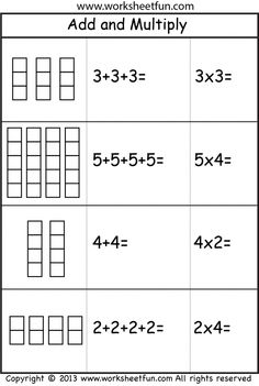 Multiplication as Repeated Addition Worksheet Image