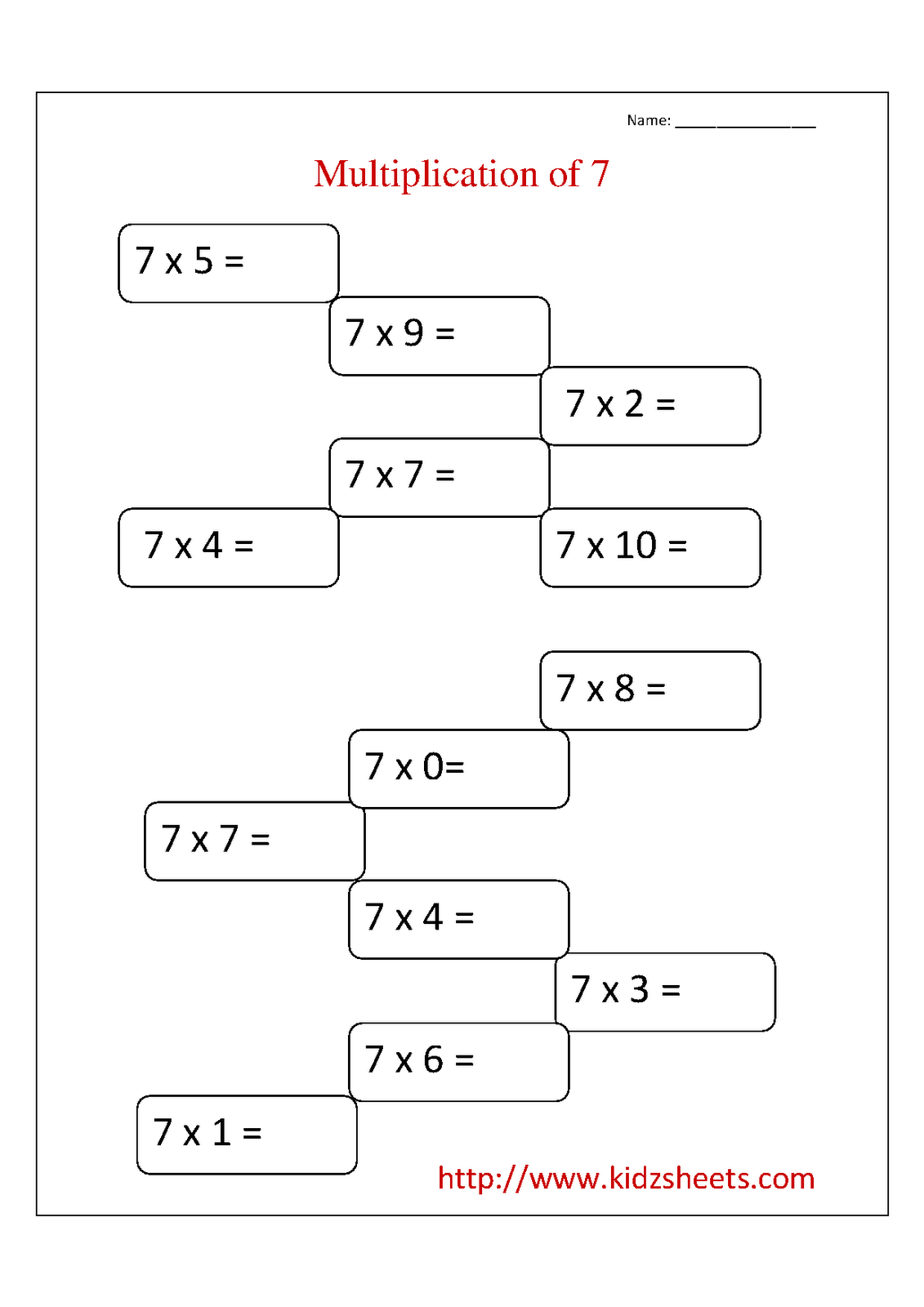 Multiplication Table for 2nd Grade Image